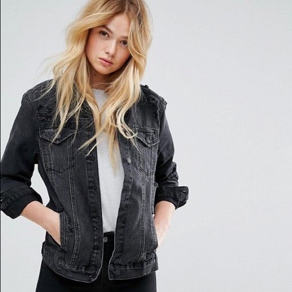 ripped denim jacket new look